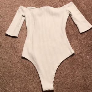 White off the shoulder body suit!